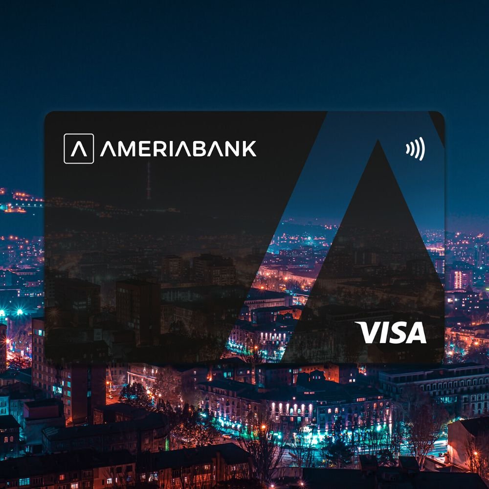 Credit Card Visa Black Design on city background